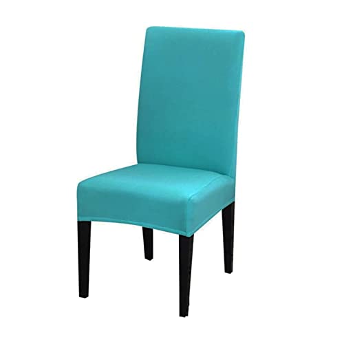 Image of Gifts Island Polyester Dining Table Chair Cover Set of 6 Seater Stretchable Washable Chair Seat Slipcover Protector (Teal)