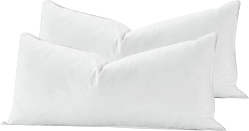 Deodar 40x80 Almohadas de Plumas y Plumon de Ganso | Peso de llenado 720g | Funda de Algodón 100% | Orgánico y Transpirable | Lavable a Maquina | Certificación Öko-Tex y RDS, 2 Piezas