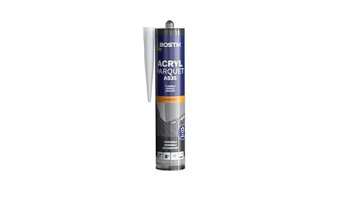 Bostik Joint Acryl Parquet – Gris Anthracite – Mastic Colle Acrylique Spécial Parquet – Finition Pour Parquet et Sols Stratifiés – Séchage rapide – Ponçable & Compatible Tous Vernis – 300 ml