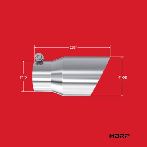 MBRP Ponta angular de parede dupla T5122 T304, diâmetro externo de 10 cm, entrada de 7,6 cm, comprim