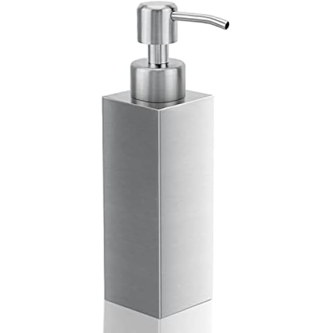 8.5 Oz Kitchen Dish Soap Dispenser with Pump,GLUBEE Stainless Steel Rust Proof Soap Dispenser ,Refillable Square Liquid Hand Soap Dispenser for Bathroom (250ml)… Cover