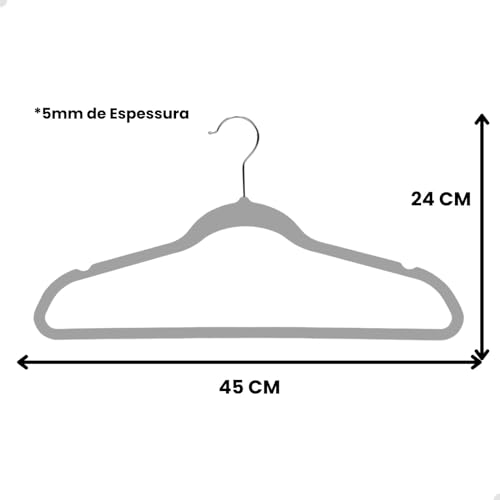 Kit 50 Cabides de Veludo 360° Antideslizante Kit Cabide para Roupas Camiseta Calça