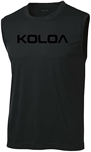 Joe's USA Koloa Original Logo Moisture Wicking Sleeveless T-Shirt (Black/Black - XX-Large)