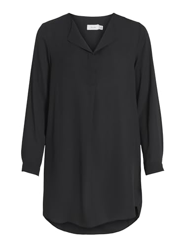 Vila NOS Damen Vilucy L/S Tunic - Noos Bluse, Schwarz (Black Black), 44 EU