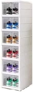 Folding Transparent Shoe Rack Organizer - One-Pull Shoe Storage Box, Stackable Shoe Shelf for Easy Access, 9-Ply Color Options - Perfect for Home & Closet Organization