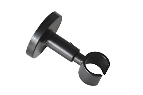 GARDINIA Deckenträger für Gardinenstange, Mit Metallmontageplatte, 1-läufig, Offen, Inkl. aller Montage-Teile, Serie Chicago, Ø 20 mm, Schwarz-matt