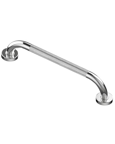 Howdah Maniglia Doccia per Anziani e Disabili in Acciaio Inox Cromato 40 CM - Maniglione per Vasca da Bagno Motivo Antiscivolo