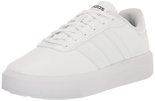adidas Women's Court Platform Skate Shoe, White/White/Black, 9