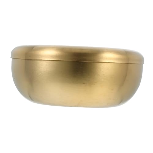 COLLBATH Gold Stainless Steel Korean Rice Bowl with Lid Multi Functional Single Layer Design for Bbq Portable and Elegant for Serving Rice Soup and Grilled Dishes