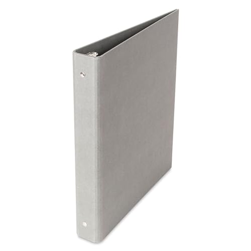 Bigso Ringo Fiberboard 3-Ring Binder Organizer to Store Projects or Papers - Sturdy and Durable 1 Inch Binder for Everyday Use at School or Work - 11 in x 11.8 in x 1 in - Grey