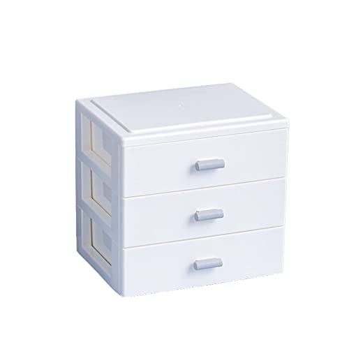 Cajonera apilable de plástico de 3 capas, versátil para armario, baño y maquillaje, caja blanca para nización en el hogar