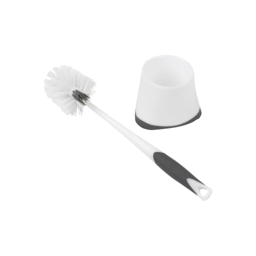 Image of Clorox Corner Toilet Bowl Brush with Under Rim Scrubber, Includes Corner Storage Caddy, White, 2-Pack
