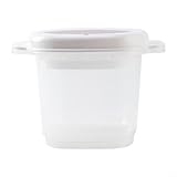 Olla arrocera para microondas para una cocción rápida y uniforme, olla portátil de polipropileno de 16 x 11 x 9 cm para arroz, pasta, verduras, apta para lavavajillas, color blanco