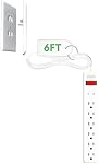 Sleek Socket Original: ANGLAIS & Conceleur de sortie ultra-mince breveté avec kit de vissage du cordon, cordon d'extension avec 6 Outlets Protecteur de Surge, Idéal pour le Home Office et le Home Theater
