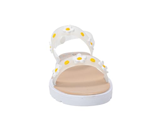 Image of bebe Girl's Flat Sandals - PCU Sandals with Flower, Bow, and Rhinestone Details for Toddler /Little Kid /Big Kid