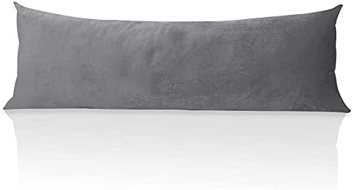 Cottonfry Ultra Soft Velvet Body Pillow Cover/Case Pillowcase with Hidden Zipper, Zippered Body Pillow Case (Gray, 20x54)