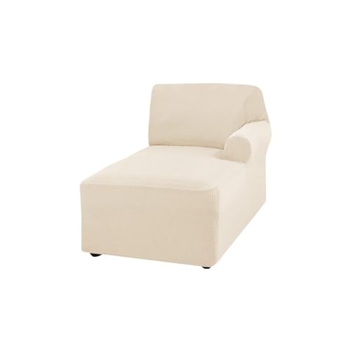 Funda de sofá beige en forma de L para chaise longue - tejido elástico, lavable a máquina, elegante protector de muebles de sala de estar, diseño elegante