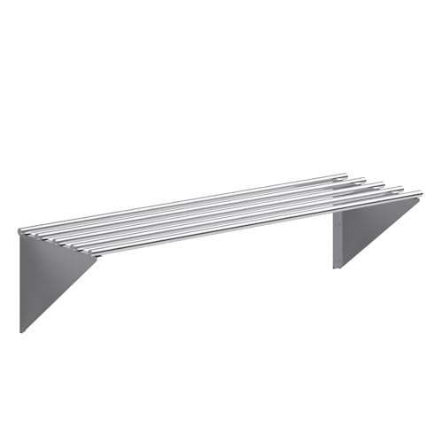 Image of AmGood 18 in. x 60 in. NSF Stainless Steel Tubular Wall Shelf | Heavy-Duty Metal Shelving for Appliances & Equipment | Ideal for Kitchen, Restaurant, Garage, Laundry, Utility Room