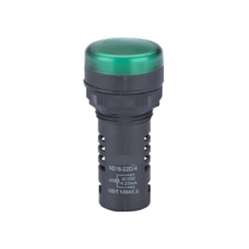 Indicador luminoso ND16 de 220V en color verde con piloto ND16-22D/2K2 AC/DC para cuadro