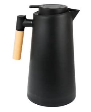Garrafa Térmica 1 Litro Cabo de Madeira para Café e Chá Antivazamento (preto)