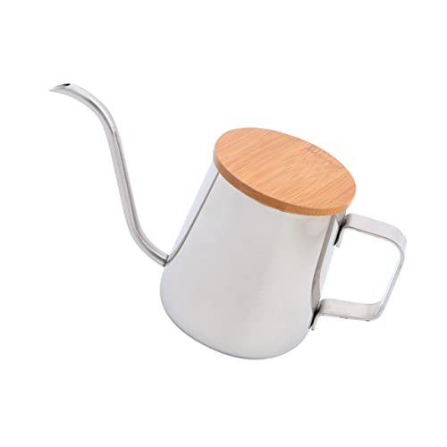 Cabilock Stainless Kettle with Wood Lid Handheld Drip Pot for Precise Brewing Design for Safe Pouring and Flavor Extraction