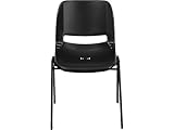 Flash Furniture HERCULES Series 880 lb. Capacity Black Ergonomic Shell Stack Chair with Black Frame