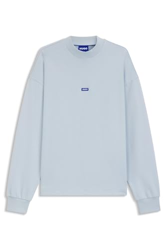 HUGO Mens Nedro Cotton-terry sweatshirt with blue logo patch
