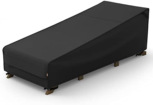 MR. COVER Outdoor Chaise Lounge Covers Waterproof for 74-76 Inch Patio Lounge Chairs, Sturdy 600D Polyester & Double-Stitched Seams, Classic Black