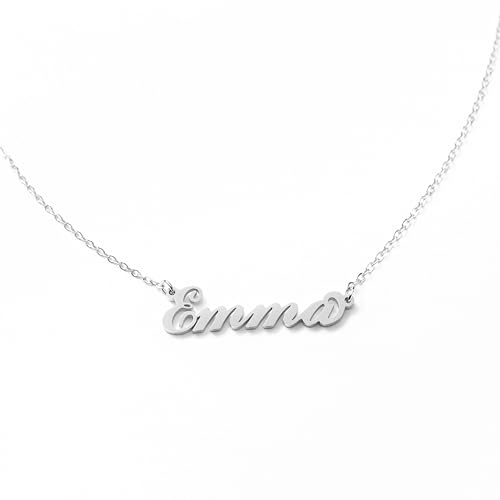 MAPIMANIA - Collana con nome Emma personalizzata in acciaio inossidabile, idea regalo donna compleanno, laurea, catenina argento ragazza