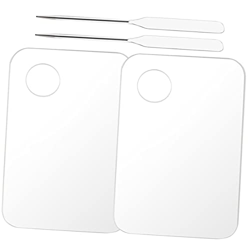 PACKOVE 1Set Cosmetic Mixing Palette with Spatula Acrylic Makeup Mixing Plates for Foundation Nail Polish and Watercolor Painting Durable and Easy to Clean Art Tools