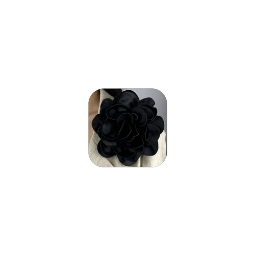 19mm extra large flower brooches lapel pins dainty satin fabric brooches big camellia flower brooch pin for women wedding part dance clothes accessories jewelry black