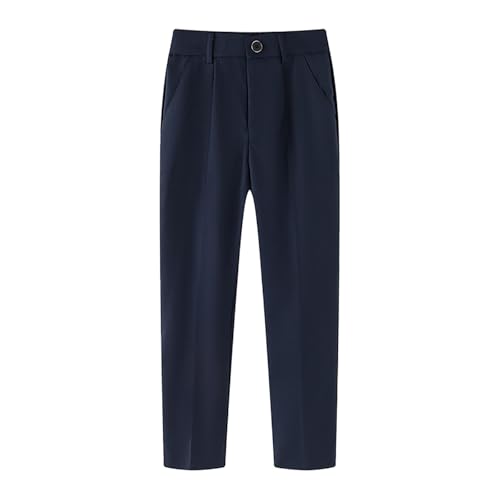 Boys Flat Front Dress Pants Kids Adjustable Waist Pull On Straight Leg School Uniform Twill Chino Pants 2-16 Years