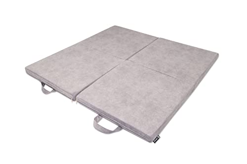 Jeflex - graue velour Spielmatte 120 x 120 x 6 cm MADE IN GERMANY/Spielmatte für Kinderzimmer/wasserfeste Membran/OEKO-TEX Standard 100