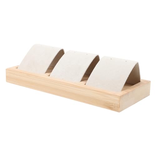 CTIRCHIU Organizer Porta Orecchini a Bottone Beige, Espositore Da Tavolo Stabile Per Ragazze, Supporto Per Orecchini Fori Antiscivolo e Design Versatile Decorativo