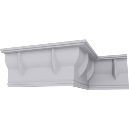 Endurathane Deco Crown Moulding, 4 3/4"H x 2 3/8"P x 5 1/4"F x 94 1/2"L, Factory Primed