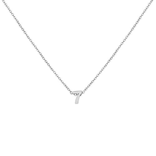 LOXUAKAM Silver Plated Number Necklace Dainty Charm 7 Pendant Choker Necklace for Women Personalized Jewelry
