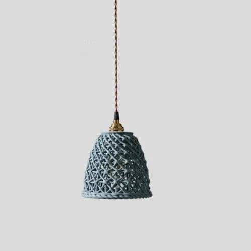Lampe LED suspendue design moderne en céramique bleue, luminaire décoratif haut de gamme