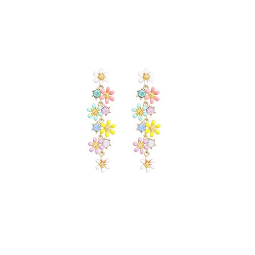 Flower Earrings for Women Dainty Daisy Dangling Earrings Floral Long Dangle Earrings Summer Spring Holiday Earrings for Women(Pink)