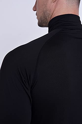 TCA Men's Winter Run Half-Zip Long Sleeve Running ReflectiveTraining Workout Outdoor Athletic Top - Black Stealth, L - Image 3