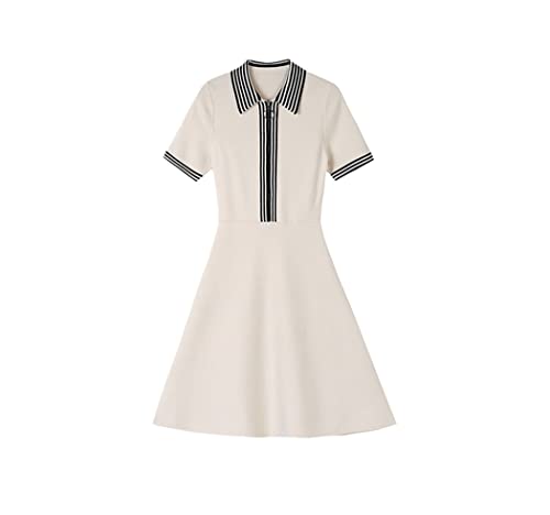 Robe tricot col polo blanche coupe ajustée silhouette affinée