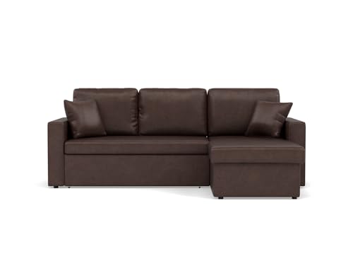 Bestmobilier Cyrus - Canapé d'angle réversible 4 Places - Convertible avec Coffre - en Simili