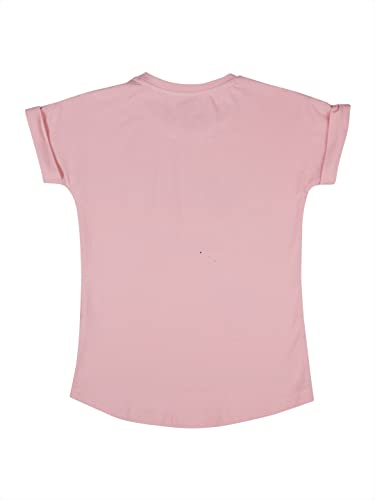 Image of Gini & Jony Girls Pink Graphic Print Cotton Knits Top Half Sleeves