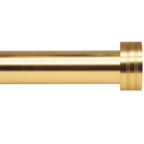 Gold Curtain Rod 18-45 inch, 1 inch Adjustable Heavy Duty Curtain Rods, Modern Drapery Rods with End Cap Finials, Window Treatment Rod for Home and Of