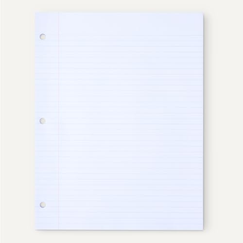 Amazon Basics College Ruled Loose Leaf Binder Paper for School or Office, 11" x 8.5", 100 Sheets, White, 6-Pack - image 5