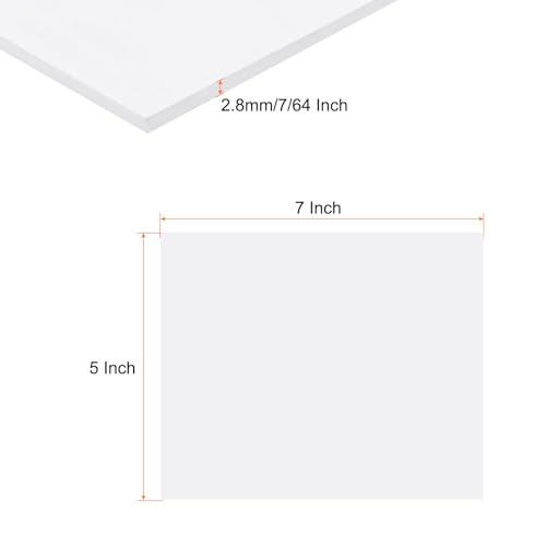 Image of Expanded PVC Plastic Sheet 7 /64 inch Thick, 5 inchx7 inch Lightweight Rigid Foam Sheet, [for Crafts Signage Displays Digital Screen Printing] - White / 3 Pcs