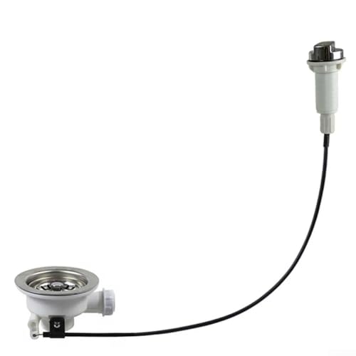Kit de vidage d'évier de cuisine 114 mm, contrôle de vidange avec bouton pour lavabo à légumes, assemblage XK256 Chrome (114 mm)