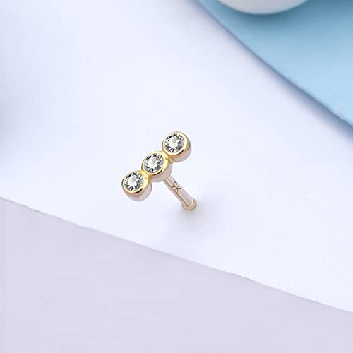 Meiighting 9K Gold Nose Stud Solid Gold Nose Rings 20G With Round Cubic Zirconia Nose Piercing Jewelry For Women Men Real Gold Body Piercing Jewelry #TOP4
