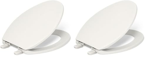 Image of KOHLER 20110-96 Brevia, Slow Close Toilet Seat, Elongated Toilet Seat, Grip-Tight Bumpers Quick-Attach Hardware, Biscuit (Pack of 2)