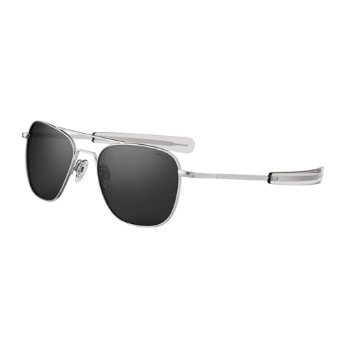 Randolph Eyewear Aviator Sunglasses for Men and Women – Classic Aviator Glasses Non-Polarized and Matte Chrome Frame, UV Protection Sunglasses Made to Last a Lifetime (American Gray)