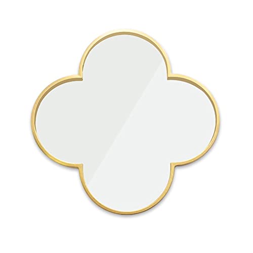 壁掛け鏡 壁掛け ナチュラル おしゃれ ウォールミラー ヴィンテージの不規則な鏡の装飾 バスルーム、洗面化粧台、寝室用の壁掛けミラー 四つ葉のクローバーの形の鏡 女性とお母さんへのモダンなギフト トイレ 玄関、居間、バスルーム、寝室、自宅、リビング、オフィ